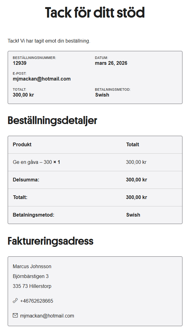 Min första donation!